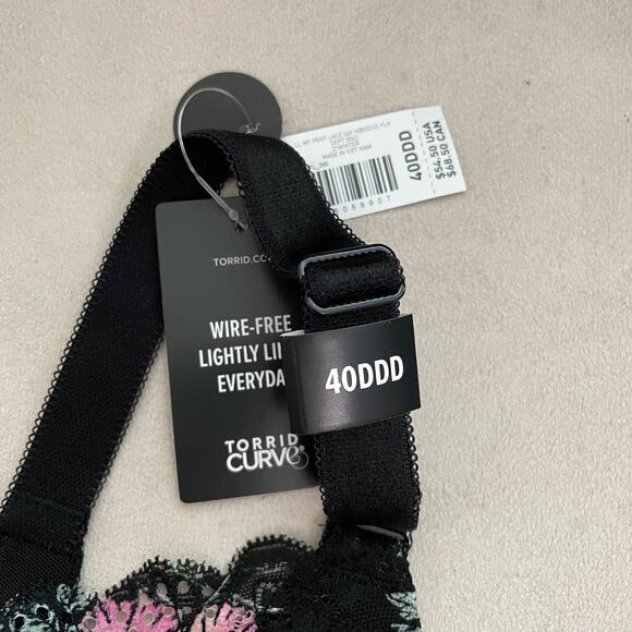 Torrid NWT Lightly Lined Everyday Wire-Free Bra Floral 360° Back Smoothing 40DDD - Picture 8 of 11